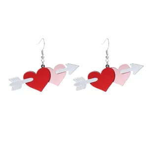 Kreative Acryl Ohrringe mit Herz und Pfeil modischer Damenschmuck Valentinstag Geschenk.