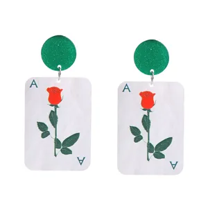 Boucles d'oreilles pendantes en acrylique rose poker, bijoux tendance pour femmes chic.