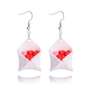 Süße valentinstag herz umschlag ohrringe, weich ton rosa rote hänge ohrschmuck geschenk