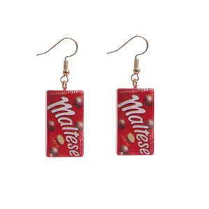 Mini Schokolade Bonbon Verpackung Hängeohrringe süße Snack Neuheit Schmuck für Damen