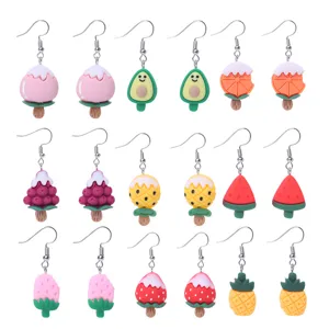 Sommer Süße Frucht Ohrringe Harz Süß Cartoon Eis Am Stiel Ohrringe Erdbeere Avocado Ananas Wassermelone Ohrringe Für Damen Schmuck Geschenk