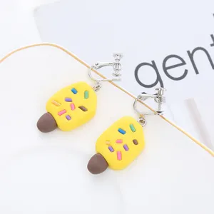 Handgefertigte bunte Eiscreme Clip-Ohrringe, lustige Cartoon Ton Schmuck für Damen und Mädchen.