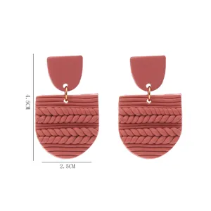 Handgemachte Polymer Ton gewebte Ohrringe retro geometrische Ohrhänger Damen Schmuck