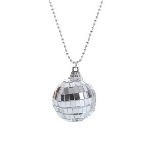Collana con ciondolo palla da disco argento stile anni 70 festa gioielli donna trendy
