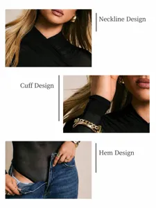 Detail features of sexy mesh cross halter long sleeve bodysuit, showing neckline, cuffs and hem.