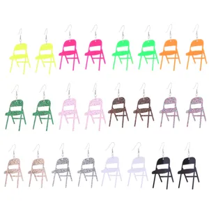 Kreative Mini Klappstuhl Acryl Ohrringe lustige Neuheit Statement Schmuck für Frauen