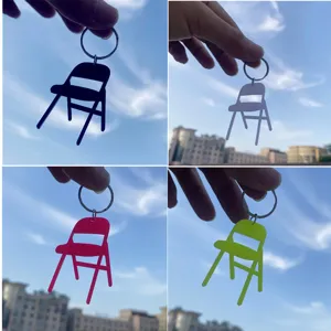 Mini Klappstuhl Schlüsselanhänger niedlich Acryl Auto Schlüsselring trendige Tasche Anhänger