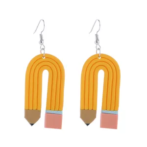 Süße Polymer Ton Bleistift Ohrringe für Damen Mädchen lustige Schule Neuheit Schmuck Geschenke