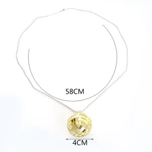 Collana con pendente a sfera da discoteca oro catena perle 58cm lunghezza 4cm per