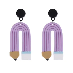 Süße Polymer Clay Bleistift Ohrringe kreative Schule Lehrer hängende Schmuck Geschenk