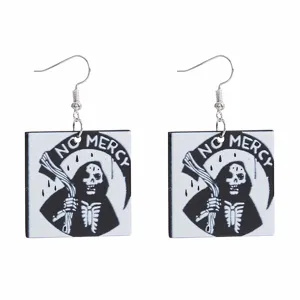 Punk Stil quadratisch Totenkopf Sensenmann Muster Ohrringe goth Schmuck Zubehoer