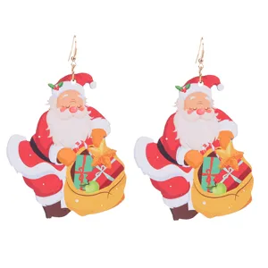 Weihnachten Holz Ohrringe Weihnachtsmann Anhänger Schmuck Geschenke für Damen und Mädchen.