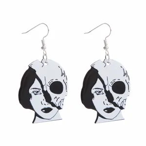 Punk Totenkopf Gesicht Acryl Ohrringe Gothic Horror Lustiger Schmuck für Damen und Mädchen