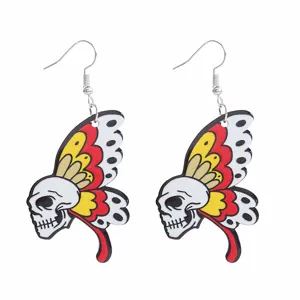 Punk Gothic Totenkopf Schmetterling Ohrringe Einzigartige Grusel Coole Ohrhänger Art