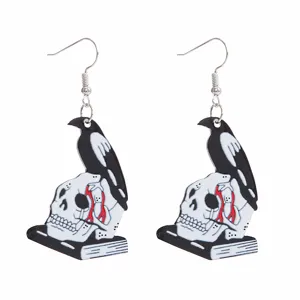 Gotisch Punk Totenkopf Krähe Buch Acryl Ohrringe Neuheit Mode Schmuck Damen Herren