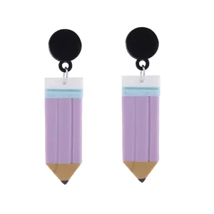 Niedliche kreative Bleistift Hängeohrringe, Polymer Ton Lehrer Schmuck Geschenk für Damen.