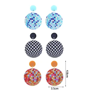 Retro 70er 80er Jahre Disco Stil Acryl Ohrringe bunte Party Schmuck Details Ansicht