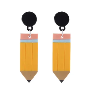 Süße kreative Bleistift Ohrringe für Damen, originelle Lehrer Schüler Schmuck Geschenke.