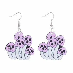 Punk Stil Totenkopf Pilz Acryl Ohrringe, einzigartige gothische Mode Schmuck für Damen.