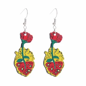 Punk Stil anatomisches Herz Rose Ohrringe, einzigartige gotische Damen Ohrhänger Schmuck.