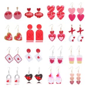 Handgemachte Polymerton Ohrhänger Für Damen Valentinstag Herz Umschlag Buchstaben XO LOVE Romantische Süße Ohrringe Stahlstift Schmuck