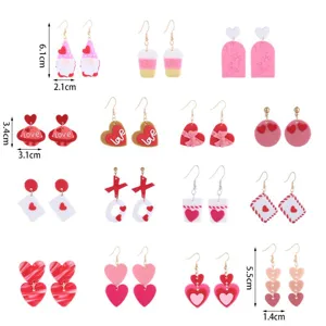 Valentinstag romantische Polymer Ton Ohrringe süße Liebe Herz Buchstaben Schmuck Damen