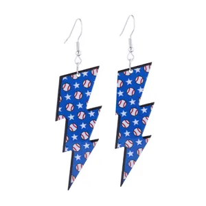 Boucles d'oreilles pendantes éclair en acrylique motif baseball bijoux de sport tendance
