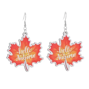 Herbst Ahornblatt Holz Ohrringe Damen Mode Schmuck Geschenk fuer Herbst Party Stil