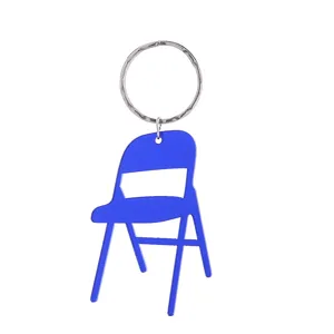 Miniatur blauer Klappstuhl Schlüsselanhänger Metall Ring stilvolle Tasche Dekoration