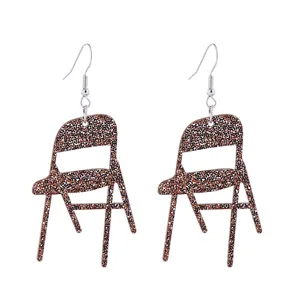 Boucles d'oreilles chaise pliante acrylique pailletee mini chaise pendantes tendance
