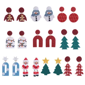 Handgefertigt Weihnachten Polymeer-Ton Ohrringe Für Damen Geometrisch Schneemann Baum Weihnachtsmann Lebkuchenmann Festlich Legierung Schmuck