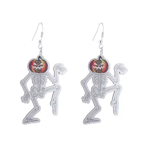 Halloween houten skeleton pompoen hangende oorbellen voor leuke feestdag decoratie