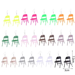 Boucles d'oreilles pendantes en acrylique mini chaise pliante colorée fantaisie femme