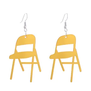 Goldene Spiegel Acryl Klappstuhl Ohrringe kreative Mode Schmuck fur Damen und Madchen.