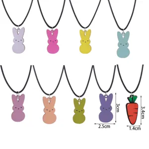 Ostern bunte Holz Hase Karotte Anhänger Halskette für Damen Mädchen Party Schmuck