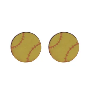 Χαριτωμένα ξύλινα σκουλαρίκια καρφωτικά softball, αθλητικά ξύλινα σκουλαρίκια για γυναίκες.