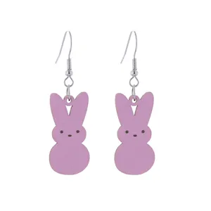 Süße rosa Hase Holz Ohrringe Süßigkeiten Stil Festliche Party Ohrschmuck für Frauen