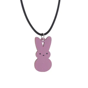Ostern rosa hase holz anhänger halskette süßer stil mädchen party zubehör schmuck geschenk