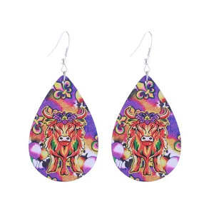 Bunte Karneval Leder Tropfen Ohrringe, lebendige Festival Party Mode Schmuck für Damen.