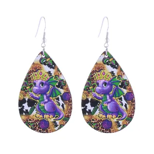 Bunte Karneval Kronen Drache Tropfen Ohrringe fuer Party Festival Modeschmuck Zubehoer Damen