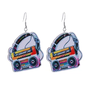 Retro Ghettoblaster Holz Ohrringe kreative Radio Musik Festival Ohrringe Mode Schmuck