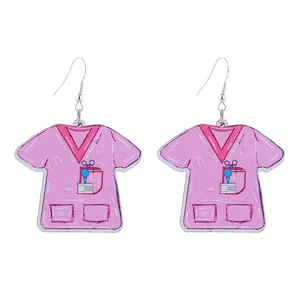 Orecchini pendenti in legno da infermiera rosa tema medico orecchini carini donna