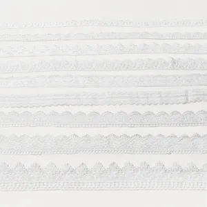 Exquisite white polyester milk silk lace trim detail, perfect for DIY sewing and hair accessories.