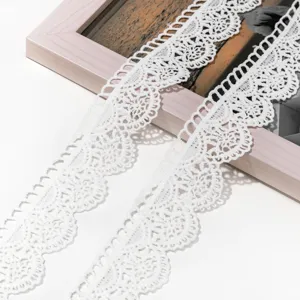 White water soluble lace trim hollow embroidered floral lace for DIY handmade crafts