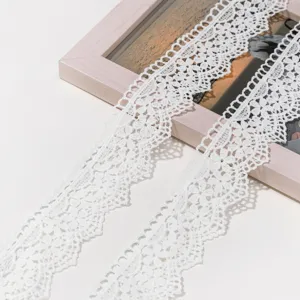 White polyester lace trim hollow embroidered ribbon DIY handmade sewing crafts apparel accessories