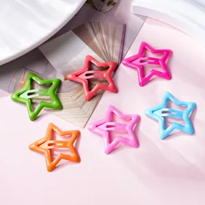 Colorful star hair clips metal hollow BB clips cute children hair accessories set of six