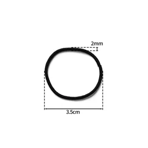 Black elastic hair tie minimalist basic hair rubber band 3.5cm diameter 2mm thick