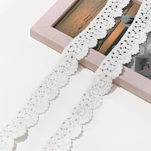 White crochet lace trim embroidery ribbon DIY craft sewing garment material accessory