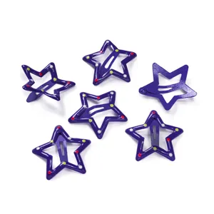 Cute purple star hair clips for kids, colorful oil drip metal BB clips for daily hairstyles.
