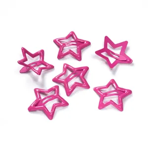 Pink star hair clips, cute hollow metal BB hair clips for kids and girls daily hair styling acc.